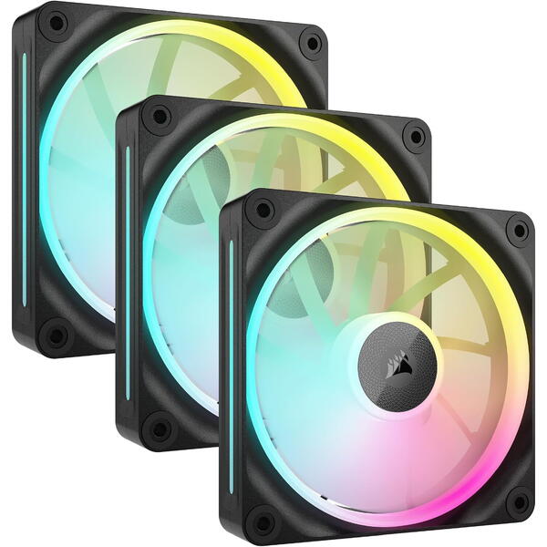 Ventilator PC Corsair iCUE Link LX120 RGB Starter Kit 120mm, Triple Pack, Negru
