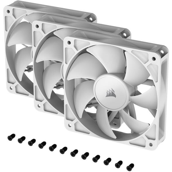 Ventilator PC Corsair RS120 120mm PWM, Triple Pack, Alb
