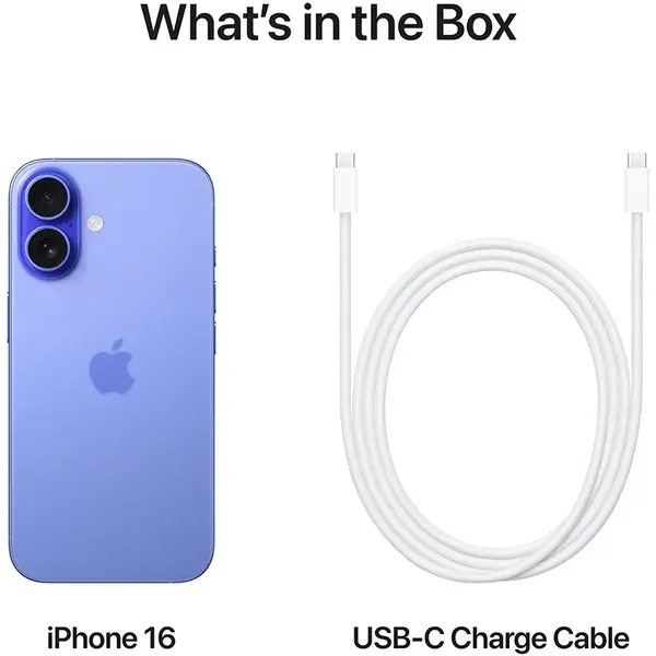 Smartphone Apple iPhone 16, 6.1 inch, 128GB, 8GB RAM, 5G, Ultramarine