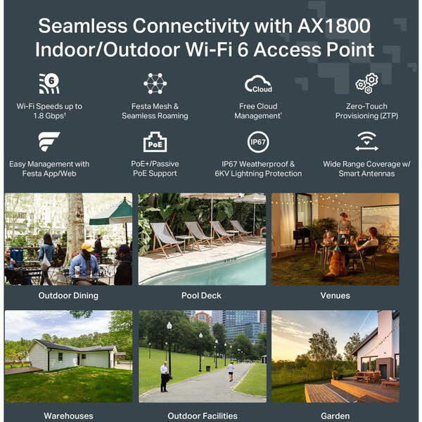 Access Point TP-LINK Festa F61-Outdoor AX1800 WiFi 6