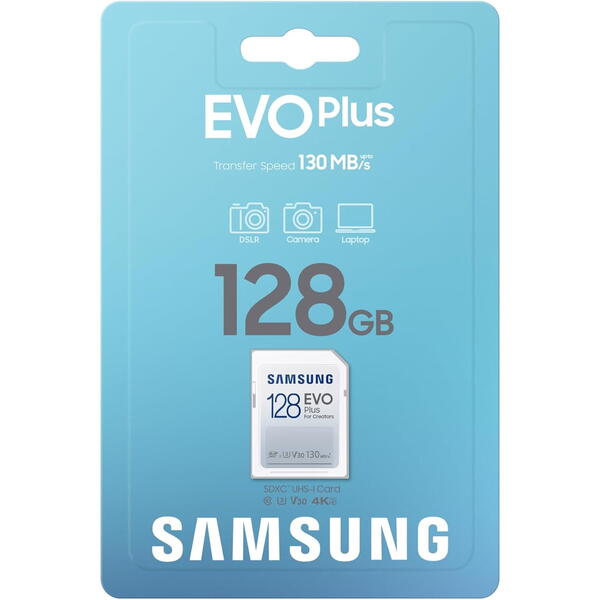 Card Memorie Samsung EVO Plus SDXC 128GB, UHS-I Class 10