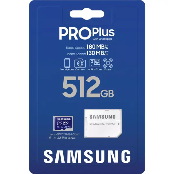 Samsung PRO Plus Sonic the Hedgehog 512 GB, Class 10, UHS-I U3, V30, A2 + Adaptor SD