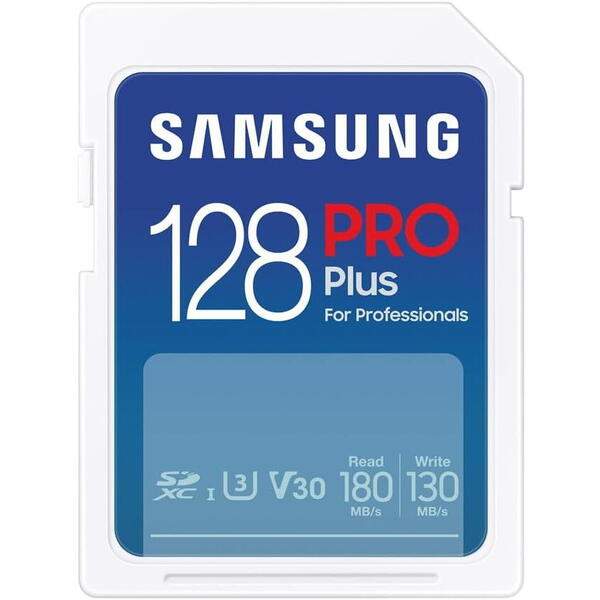 Card Memorie Samsung SDXC PRO Plus MB-SD128S/EU 128GB, Class 10, UHS-I U3, V30