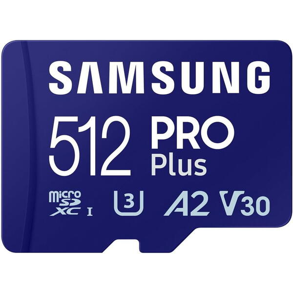 Samsung PRO Plus MB-MD512SB/WW 512GB, Class 10, UHS-I U3, V30, A2 + Adaptor USB