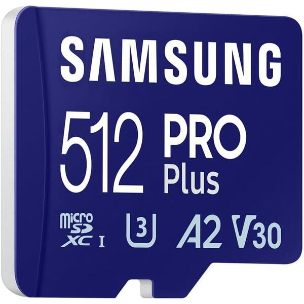 Samsung PRO Plus MB-MD512SB/WW 512GB, Class 10, UHS-I U3, V30, A2 + Adaptor USB