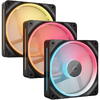 Ventilator PC Corsair iCUE LINK LX120-R RGB 120mm PWM Reverse, Triple Pack, Negru