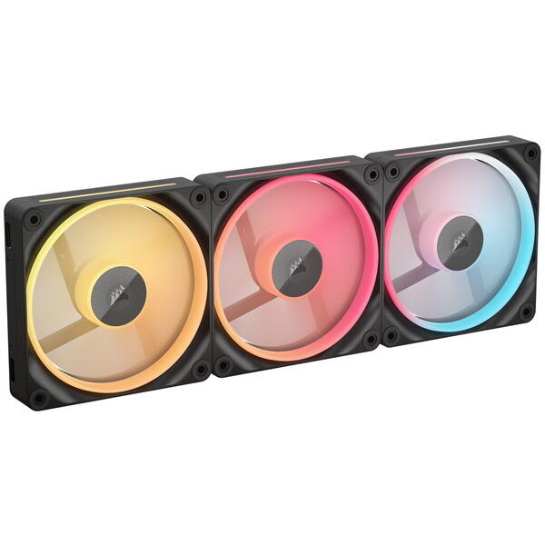 Ventilator PC Corsair iCUE LINK LX120-R RGB 120mm PWM Reverse, Triple Pack, Negru