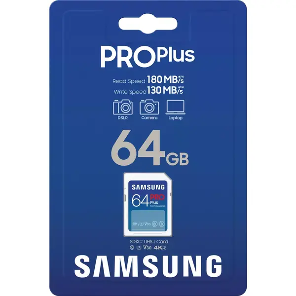 Samsung SDXC PRO Plus 64GB, Class 10, UHS-I U3, V30
