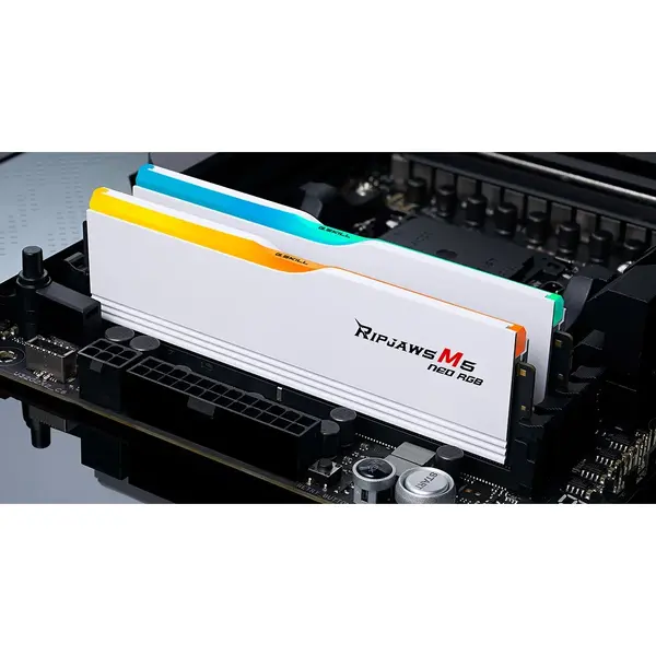 Memorie G.Skill Ripjaws M5 RGB White 32GB DDR5 6000MHz CL28 Kit Dual Channel AMD Expo