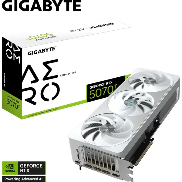 Placa video Gigabyte GeForce RTX 5070 Ti AERO OC 16GB GDDR7 256 Bit DLSS 4.0