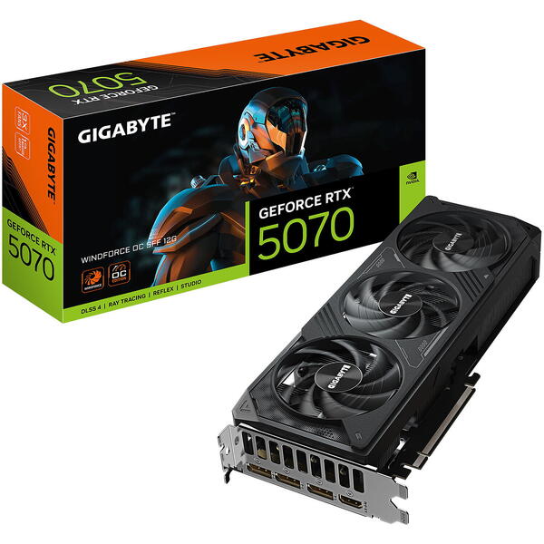 Placa video Gigabyte GeForce RTX 5070 Windforce OC SFF 12GB GDDR7 192 Bit DLSS 4.0