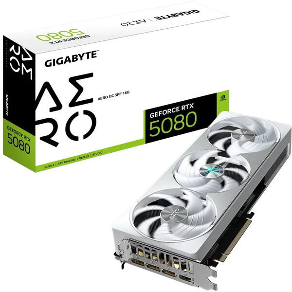 Placa video Gigabyte GeForce RTX 5080 AERO OC SFF 16GB GDDR7 256 Bit DLSS 4.0