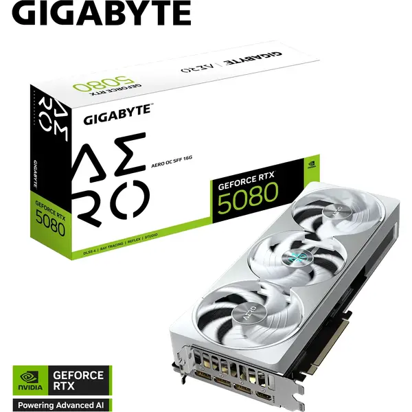 Placa video Gigabyte GeForce RTX 5080 AERO OC SFF 16GB GDDR7 256 Bit DLSS 4.0