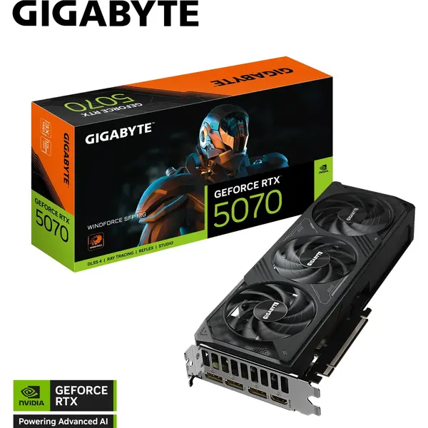 Placa video Gigabyte GeForce RTX 5070 WINDFORCE SFF 16GB GDDR7 256 Bit DLSS 4.0