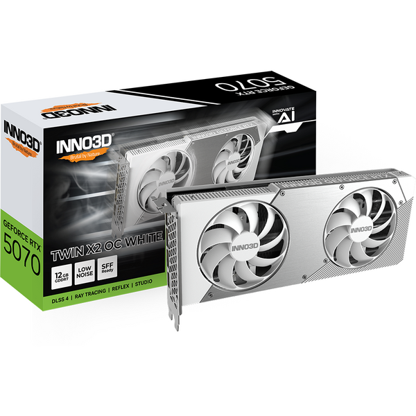 Placa video INNO3D GeForce RTX 5070 Twin 2X OC White 12GB GDDR7 192 Bit DLSS 4.0