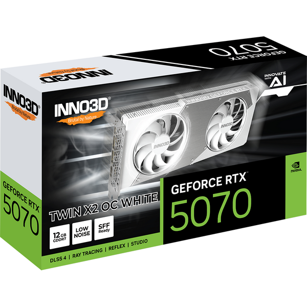 Placa video INNO3D GeForce RTX 5070 Twin 2X OC White 12GB GDDR7 192 Bit DLSS 4.0