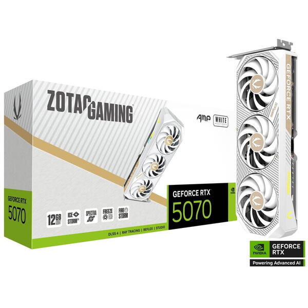 Placa video Zotac GeForce RTX 5070 AMP White 12GB GDDR7 192 Bit DLSS 4.0