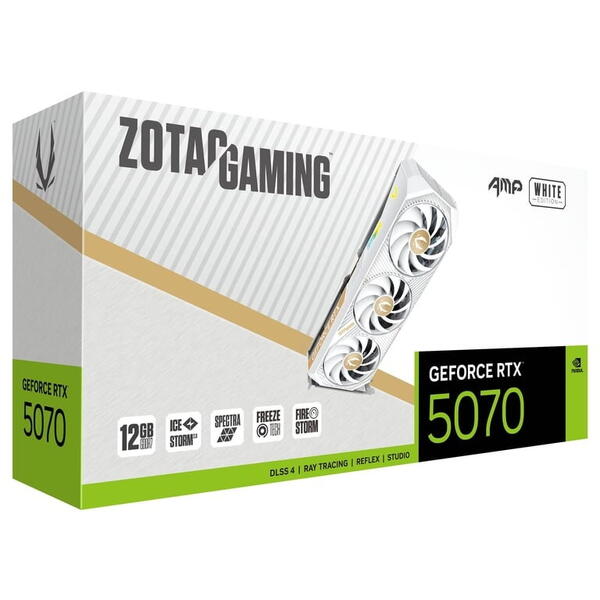 Placa video Zotac GeForce RTX 5070 AMP White 12GB GDDR7 192 Bit DLSS 4.0