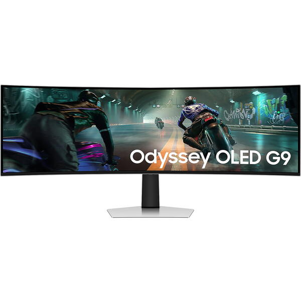 Monitor Gaming Samsung Odyssey G9 G91SD LS49DG910SUXEN 49 inch DQHD QD-OLED 0.03 ms 144 Hz USB-C HDR, Curbat, Alb-Argintiu