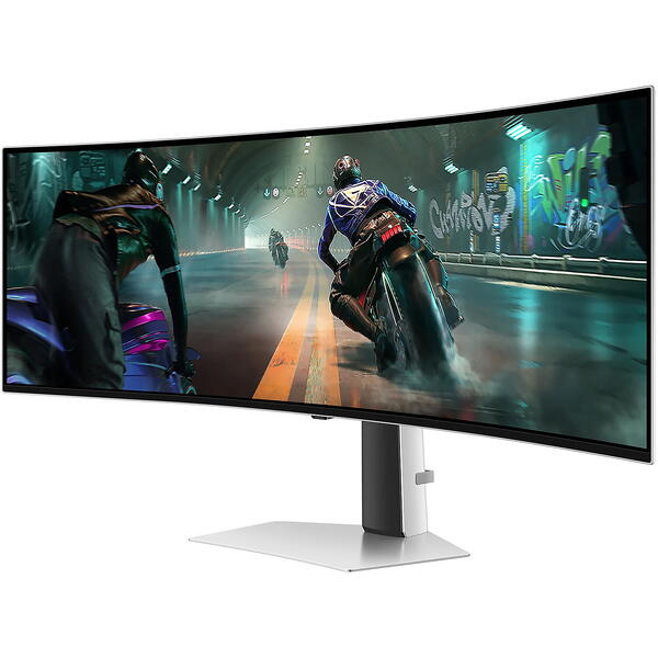 Monitor Gaming Samsung Odyssey G9 G91SD LS49DG910SUXEN 49 inch DQHD QD-OLED 0.03 ms 144 Hz USB-C HDR, Curbat, Alb-Argintiu
