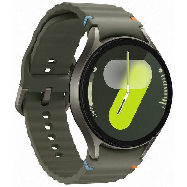 SmartWatch Samsung Galaxy Watch 7, 40 mm, Wi-Fi, Bluetooth, GPS, NFC, Rezistent la apa, Green strap