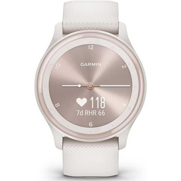 SmartWatch Garmin Vívomove Sport, 1.5 inch, Curea Silicon, Ivory