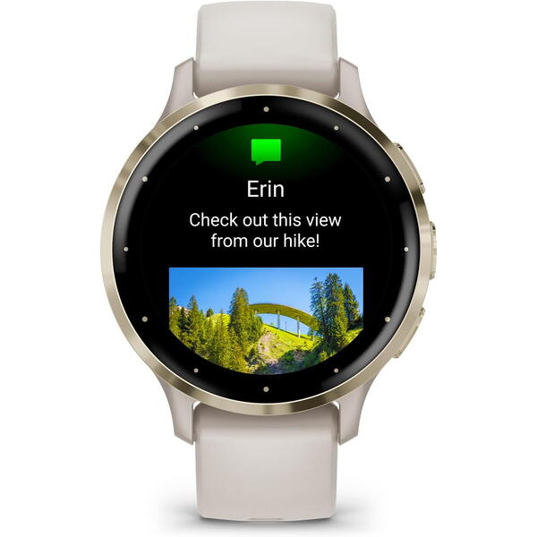 SmartWatch Garmin Venu 3S, 1.2 inch GPS, Wi-Fi, curea silicon, Ivory/Soft Gold