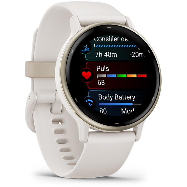 SmartWatch Garmin Vivoactive 5, 1.2 inch, Curea Silicon, Ivory-Cream Gold