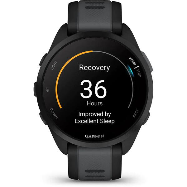 SmartWatch Garmin Forerunner 165, 1.2 inch, Curea Silicon, Black/Grey