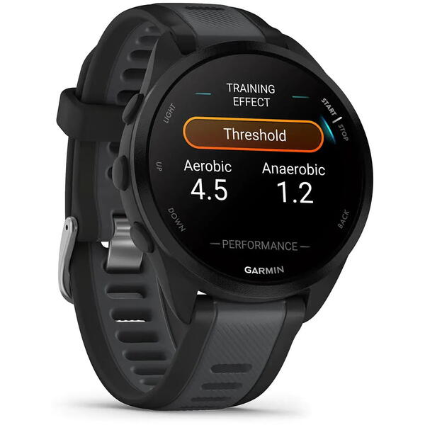 SmartWatch Garmin Forerunner 165, 1.2 inch, Curea Silicon, Black/Grey