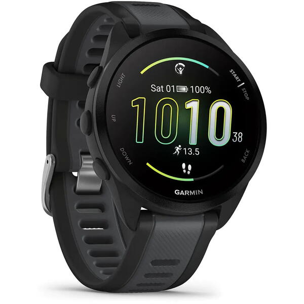 SmartWatch Garmin Forerunner 165, 1.2 inch, Curea Silicon, Black/Grey