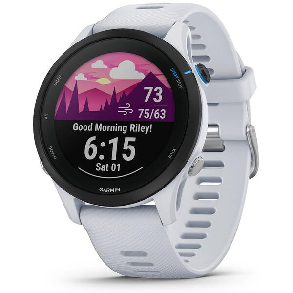 SmartWatch Garmin Forerunner 255 Music, 1.3 inch, Curea Silicon, Whitestone