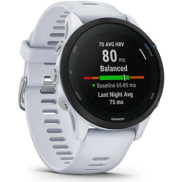 SmartWatch Garmin Forerunner 255 Music, 1.3 inch, Curea Silicon, Whitestone