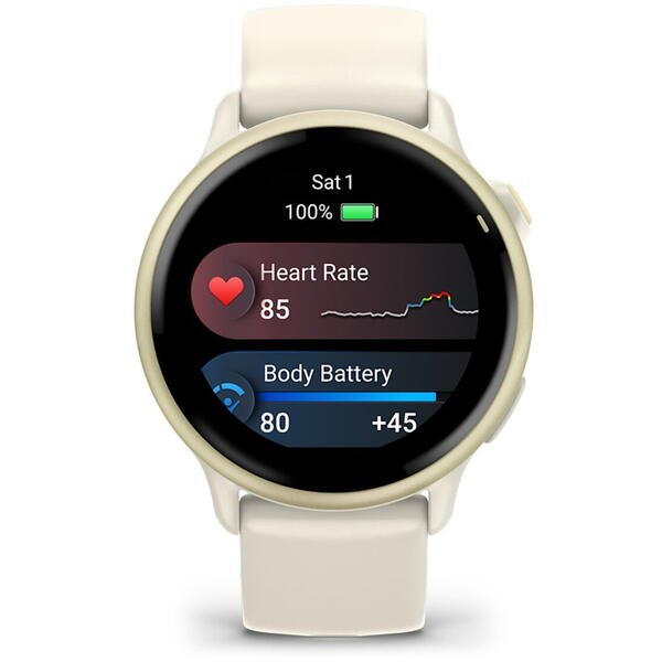 SmartWatch Garmin Vívoactive 6, 1.2 inch, Curea Silicon, Bone/Lunar Gold