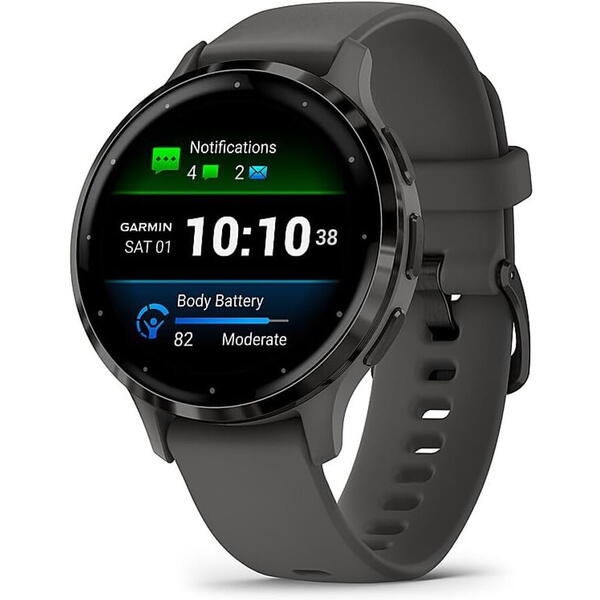 SmartWatch Garmin Venu 3S, 1.2 inch, Curea silicon, Black Sesame-Slate