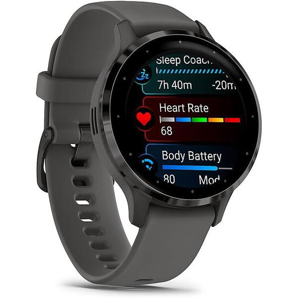 SmartWatch Garmin Venu 3S, 1.2 inch, Curea silicon, Black Sesame-Slate