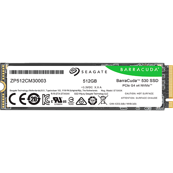 SSD Seagate BarraCuda 530, 512GB, PCI Express 4.0 x4, M.2 2280