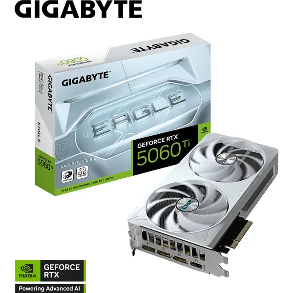 Placa video Gigabyte GeForce RTX 5060 Ti EAGLE OC White 16GB GDDR7 128 Bit DLSS 4.0