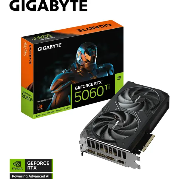 Placa video Gigabyte GeForce RTX 5060 Ti WINDFORCE 8GB, GDDR7, 128 bit, DLSS 4.0