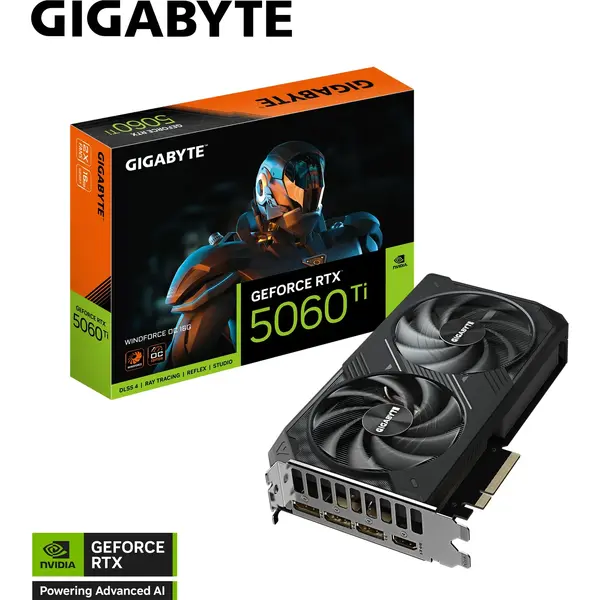 Placa video Gigabyte GeForce RTX 5060 Ti WINDFORCE OC 16GB GDDR7 128 Bit DLSS 4.0