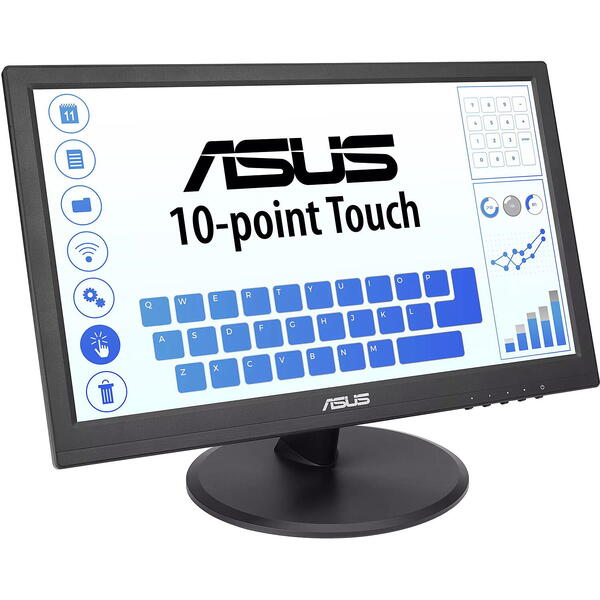 Monitor portabil Asus VT168HR Touchscreen 15.6 inch WXGA TN 5 ms 60 Hz Negru