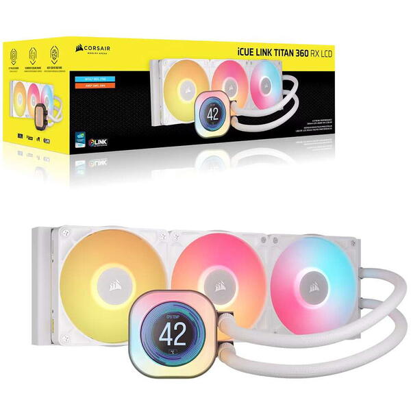 Cooler Corsair iCUE LINK Titan 360 RX LCD RGB White
