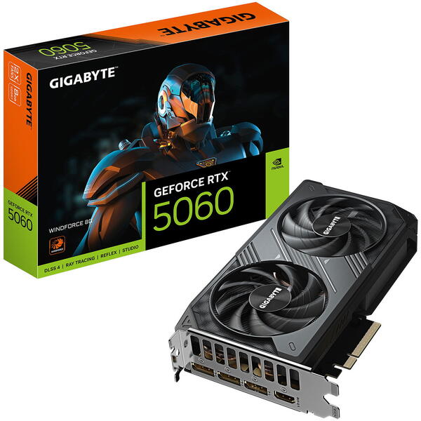 Placa video Gigabyte GeForce RTX 5060 WINDFORCE 8GB GDDR7 128 Bit DLSS 4.0