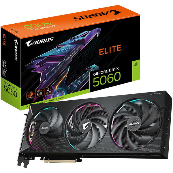 Placa video Gigabyte AORUS GeForce RTX 5060 ELITE 8GB GDDR7 128 Bit DLSS 4.0