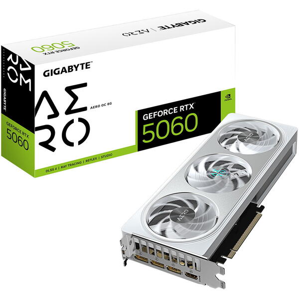 Placa video Gigabyte GeForce RTX 5060 AERO OC 8GB GDDR7 128 Bit DLSS 4.0