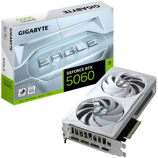 Placa video Gigabyte GeForce RTX 5060 EAGLE OC ICE 8GB GDDR7 128 Bit DLSS 4.0