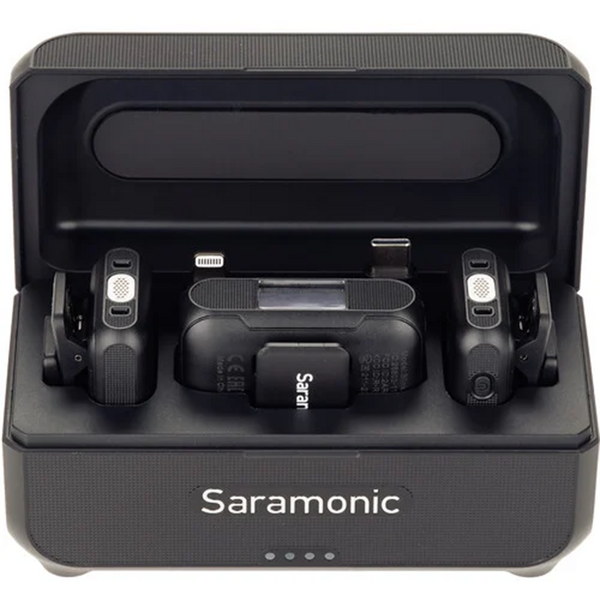 Solutie Intercom Saramonic Kit microfon wireless Blink500B2+ 2TX+RX2.4 GHz, display OLED, carcasa incarcare, 1250mAh