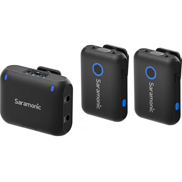 Solutie Intercom Saramonic Kit microfon wireless Blink500B2+ 2TX+RX2.4 GHz, display OLED, carcasa incarcare, 1250mAh