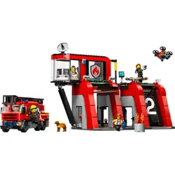 CITY 60414 FIRE STATION WITH FIRE TRUCK