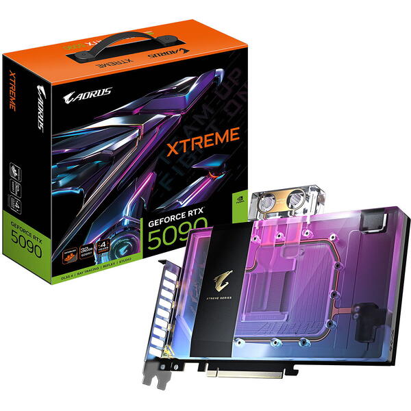 Placa video Gigabyte GeForce RTX 5090 AORUS XTREME WATERFORCE WB 32GB GDDR7 512 Bit DLSS 4.0